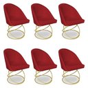 Ver imagem 1 de Kit 06 Cadeiras Poltrona de Jantar Bela Suede Base Metálica Luxo Dourado - Pallazio