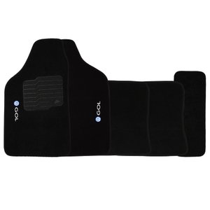 Jogo de Tapete Automotivo Carpete Gol G4 2006 À 2014 Soft Logo Bordado Preto 5 Peças
