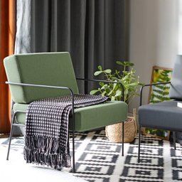 Poltrona Fly Verde Impermeável Base Metal Preta - 3