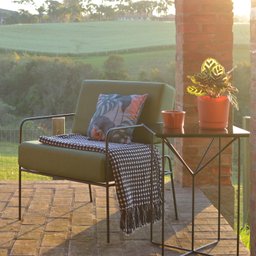 Poltrona Fly Verde Impermeável Base Metal Preta - 4