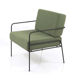 Poltrona Fly Verde Impermeável Base Metal Preta - 1