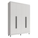 Ver imagem 2 de Guarda-Roupa Solteiro com Pés 4 Portas Batentes Branco/Branco/Preto Venus Madesa