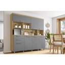 Ver imagem 1 de Kit de Cozinha Compacta Nobreza C/ 7 Portas e 2 Gavetas 210cm Carvalho/titânio - Nesher