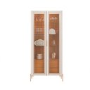 Ver imagem 6 de Cristaleira Decorativa Vitória com 3 Prateleiras e 2 Portas de Vidro Iluminação Led Pés Metálicos do
