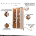 Ver imagem 3 de Cristaleira Decorativa Vitória com 3 Prateleiras e 2 Portas de Vidro Iluminação Led Pés Metálicos do