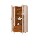 Ver imagem 7 de Cristaleira Decorativa Vitória com 3 Prateleiras e 2 Portas de Vidro Iluminação Led Pés Metálicos do