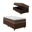Ver imagem 1 de Cama Box Baú Solteiro Colchão Molas Ensacadas Pillow Top Martino 88X188X66Cm Marrom/Branco