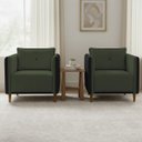 Ver imagem 1 de Kit 2 Poltronas Aviv para Sala Escritório Recepção Linho Verde Premium Easy Clean Corino Marrom Prem
