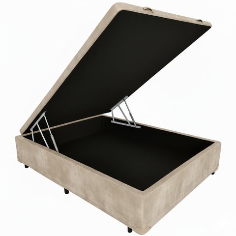 Box Baú Viúvo Blindado na Chapa de Madeira - Diversas Cores (188x128x42) - Suede Bege