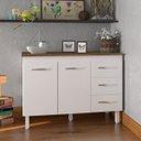 Ver imagem 2 de Balcão Gabinete para Pia 118 Cm Cozinha Bruna Branco com Tampo Tampão 120 Cm Savana