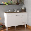 Ver imagem 3 de Balcão Gabinete para Pia 118 Cm Cozinha Bruna Branco com Tampo Tampão 120 Cm Savana