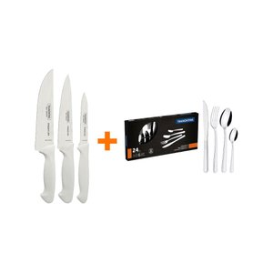 KIT - Faqueiro Premium 3 Peças + 1 Faqueiro 24 Peças Búzios Inox - Tramontina