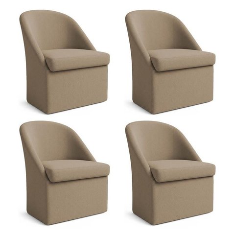 Kit 4 Poltronas Decorativas Malli Boucle - Pallazio Cor:Capuccino