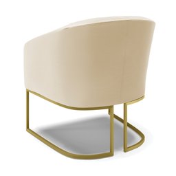 Poltrona Stella Corino Bege Base Industrial Dourada - D'rossi Drossi - 5