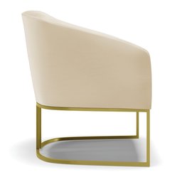 Poltrona Stella Corino Bege Base Industrial Dourada - D'rossi Drossi - 4