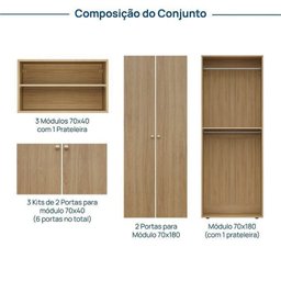 Estante Home 4 Módulos 8 Portas 1 Kit Prateleira Frame Cabecasa MadeiraMadeira   - 3