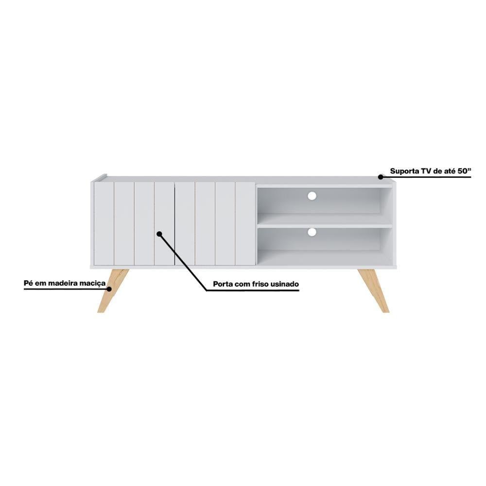 Rack para Tv Space com Estante de Livros Link Branco Fosco Tauari Nobre Colibri Moveis - 3