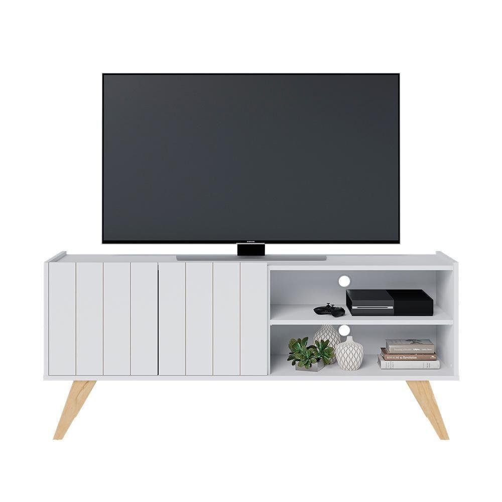 Rack para Tv Space com Estante de Livros Link Branco Fosco Tauari Nobre Colibri Moveis - 10