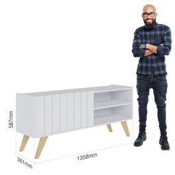 Rack para Tv Space com Estante de Livros Link Branco Fosco Tauari Nobre Colibri Moveis - 2