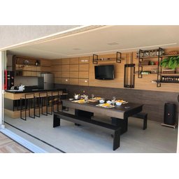 Mesa de Sinuca e Jantar com 2 Bancos - 2,20x1,20 - Grafite - 3