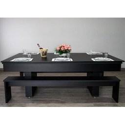 Mesa de Sinuca e Jantar com 2 Bancos - 2,20x1,20 - Grafite - 4