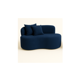 Conjunto 01 Poltrona + Sofá Curvo Orgânico Nature Gaia Suede Azul Marinho - Montanaris Decor - 2