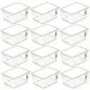 Ver imagem 1 de Kit 12 Caixas Plásticas Cesto Organizador Tampa Click Empilhável 33,5x24cm Ordene