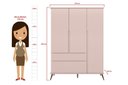Ver imagem 3 de Guarda Roupa Infantil 2 Gavetas 3 Portas Roupeiro Retrô com Pés Melinda Rosê - Phoenix Baby