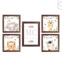 Ver imagem 3 de Kit 5 Quadros Decorativos Safari Baby Aquarela Menina:pinus
