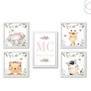 Ver imagem 2 de Kit 5 Quadros Decorativos Safari Baby Aquarela Menina:pinus