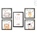 Ver imagem 4 de Kit 5 Quadros Decorativos Safari Baby Aquarela Menina:pinus
