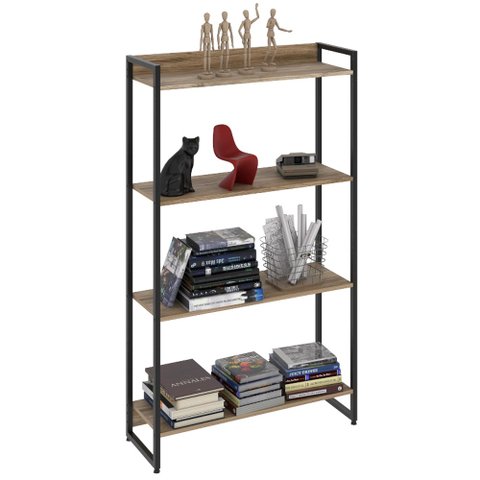 Estante Livreiro Multiuso Dynamica Industrial 80cm 4 Prateleiras C08 Carvalho - Mpozenato