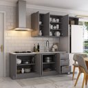 Ver imagem 2 de Cozinha Compacta Veneza 8 Portas 3 Gavetas 100% Mdf Americana Cinza - Panorama Móveis