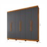 Guarda Roupa 6 Portas New Master Cinamomo Cinza Benetil - 3