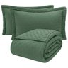 Kit Cobre Leito Colcha Ryviera Queen Dupla Face 3 Peças Verde Musgo 100% Poliéster - 1