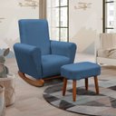 Ver imagem 1 de Poltrona Amamentação Balanço Descanso Livía com Puff:azul Linho