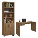 Ver imagem 1 de Mesa para Computador Gávea com Gaveta e Livreiro Office com Portas Pequenas Freijó - Móveis Leão