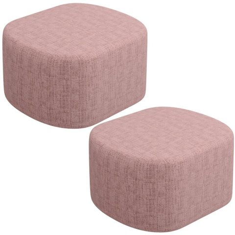 Kit 02 Puffs Decorativo Orgânico para Living Quarto 70cm Doha W01 Linho Rosa - Lyam Decor