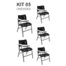 KIT 05 Cadeiras Escolar com porta livros cor Preto - 1