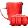 Jogo de Copos com Jarra de Vidro Versalhes Vermelha para Àgua ou Suco 7 Peças - 1