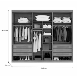 Guarda Roupa Cancun 6 Portas 100%mdf Cinamomo/off - Benetil - 3