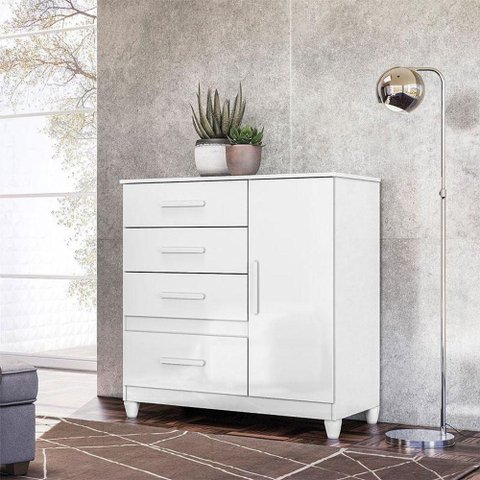 Cômoda Sapateira Infantil Ambiente Vênus Branco Flex com Pés - Moval