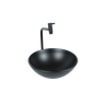 Conjunto Preto Fosco Banheiro Cuba de Vidro Redonda 30 cm + Torneira Link + Válvula Click - 1