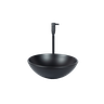 Conjunto Preto Fosco Banheiro Cuba de Vidro Redonda 30 cm + Torneira Link + Válvula Click - 2