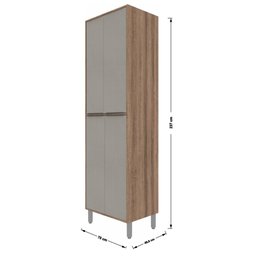 Armário Alto Paneleiro 4 Portas 5 Prateleiras Multiuso Organizador Cozinha Marrom Madeira Cinza - 3 Armário Alto Paneleiro 4 Portas 5 Prateleiras Multiuso Organizador Cozinha Marrom Madeira Cinza - 3