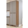 Armário Alto Paneleiro 4 Portas 5 Prateleiras Multiuso Organizador Cozinha Marrom Madeira Cinza - 1