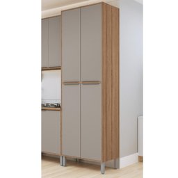 Armário Alto Paneleiro 4 Portas 5 Prateleiras Multiuso Organizador Cozinha Marrom Madeira Cinza - 1 Armário Alto Paneleiro 4 Portas 5 Prateleiras Multiuso Organizador Cozinha Marrom Madeira Cinza - 1