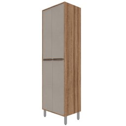 Armário Alto Paneleiro 4 Portas 5 Prateleiras Multiuso Organizador Cozinha Marrom Madeira Cinza - 2 Armário Alto Paneleiro 4 Portas 5 Prateleiras Multiuso Organizador Cozinha Marrom Madeira Cinza - 2