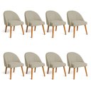 Ver imagem 1 de Kit 08 Cadeiras Poltrona de Jantar Luna Suede Pés Palito Castanho - Pallazio