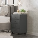 Ver imagem 1 de Mesa de Cabeceira Lateral Apoio 4 Gavetas Presence Rodízios para Quarto Amendola Grafito Demóbile